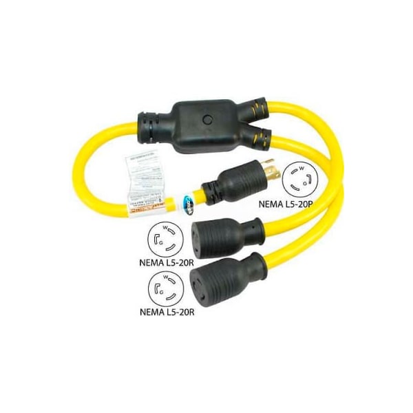 Conntek Plug Adapter, STW, Y Adapter, L5-20R, L5-20P, 3 ft., Yellow YL520520 - main